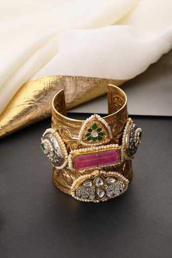 Swabhimann Embellished Broad Polki Cuff 