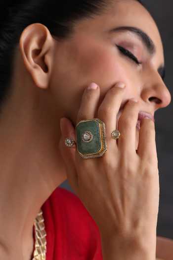 Swabhimann Polki Embellished Adjustable Ring 