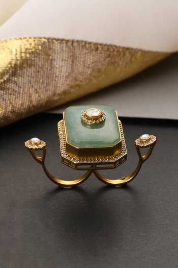 Swabhimann Polki Embellished Adjustable Ring 