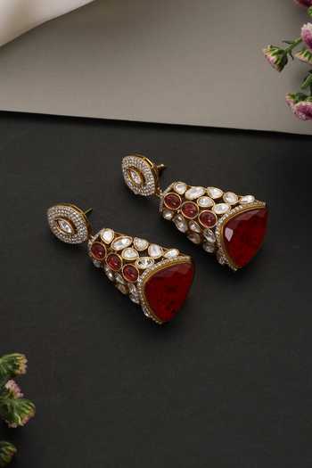 Swabhimann Ruby & Polki Studded Earrings 