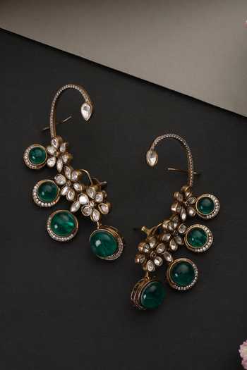 Swabhimann Emerald & Polki Pair of Ear Cuffs 