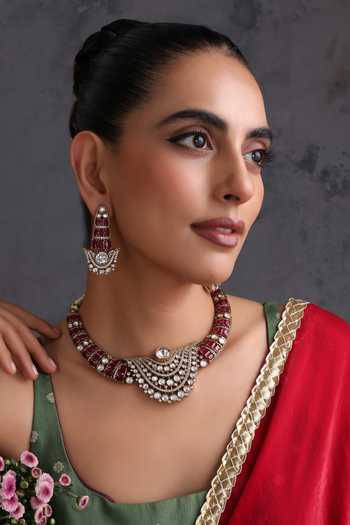 Swabhimann Ruby & Polki Hasli Necklace Set 