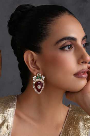 Swabhimann Ruby & Mint Polki Stud Earrings 