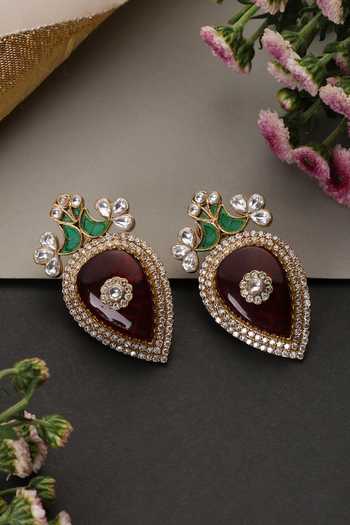 Swabhimann Ruby & Mint Polki Stud Earrings 