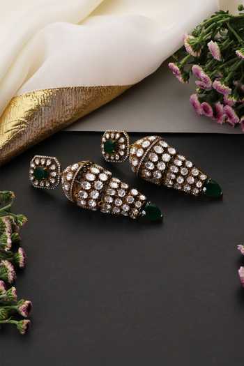 Swabhimann Emerald & Polki Studded Jhumka Earrings 