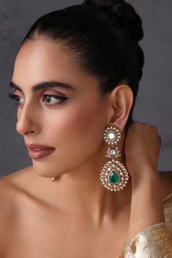 Swabhimann Emerald & Polki Dangler Earrings 