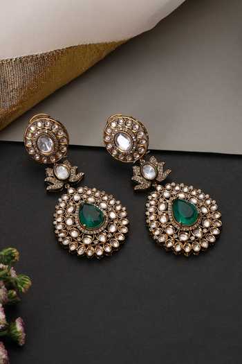 Swabhimann Emerald & Polki Dangler Earrings 