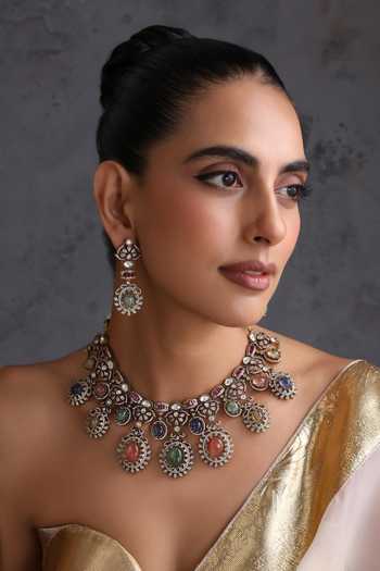 Swabhimann Multicolour Stone Polki Necklace Set 