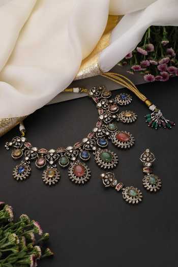 Swabhimann Multicolour Stone Polki Necklace Set 