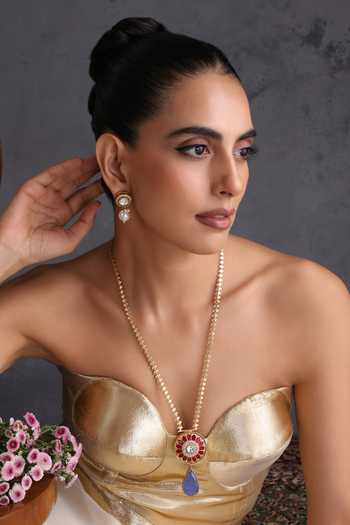 Buy_Swabhimann_Multi Color Polki Pendant Necklace Set _Online_at_Aza_Fashions