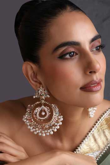 Buy_Swabhimann_Multi Color Jadau Embellished Chandbali Earrings _Online_at_Aza_Fashions