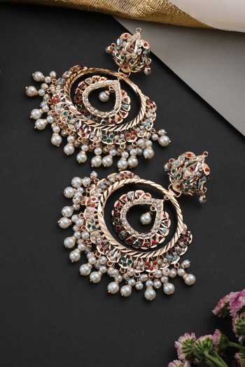 Swabhimann Jadau Embellished Chandbali Earrings 
