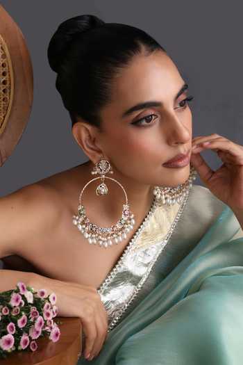 Buy_Swabhimann_Multi Color Jadau Chandbali Earrings _Online_at_Aza_Fashions