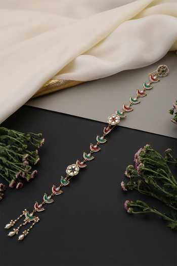 Swabhimann_Multi Color Kundan Embellished Braid Pin _Online_at_Aza_Fashions