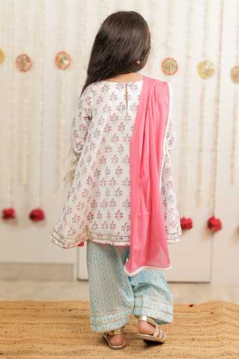 Tiny Colour Paisley Print Kurta Farshi Salwar Set 