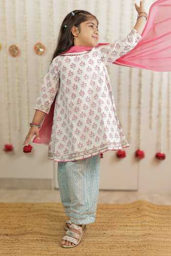 Tiny Colour Paisley Print Kurta Farshi Salwar Set 