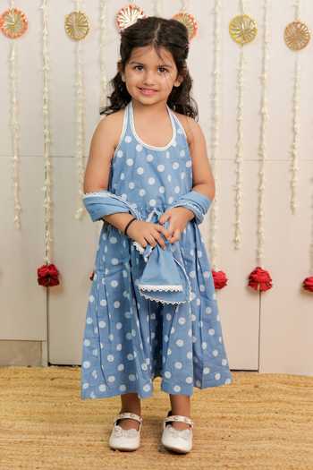 Tiny Colour Polka Dot Print Kurta With Dupatta 