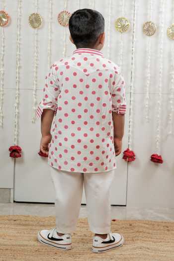 Tiny Colour Polka Dot Print Kurta Set 