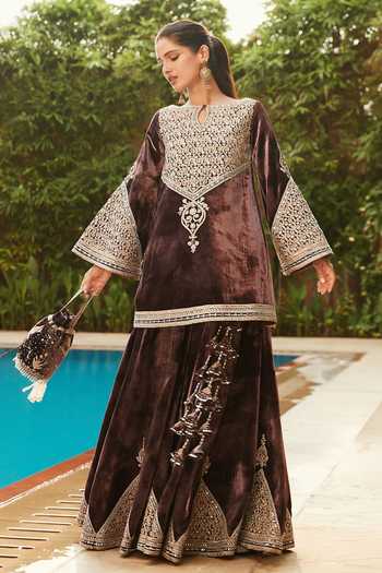 MATSYA Royal Persian Temple Kurta & Sharara Set