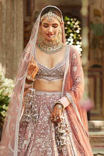 Buy MATSYA Pink Velvet Sweetheart Neck The French Rose Tales Of Masai Bridal Lehenga Set Online at Aza Fashions Buy_MATSYA_Pink Velvet Sweetheart Neck The French Rose Tales Of Masai Bridal Lehenga Set _Online_at_Aza_Fashions
