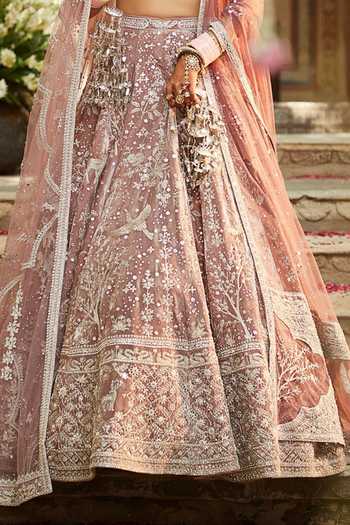 Shop MATSYA Pink Velvet Sweetheart Neck The French Rose Tales Of Masai Bridal Lehenga Set Online at Aza Fashions Shop_MATSYA_Pink Velvet Sweetheart Neck The French Rose Tales Of Masai Bridal Lehenga Set _Online_at_Aza_Fashions