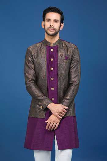 Arihant Rai Sinha Floral Woven Sherwani Set 