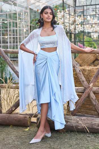 Dash And Dot Degrade Pearl Embellished Cape