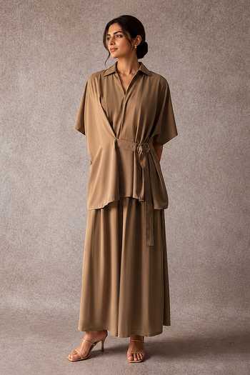 Ajiesh Oberoi Wrap Shirt & Wide Legged Pant Set