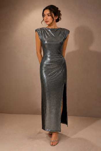 Ajiesh Oberoi Asymmetric Draped Maxi Dress