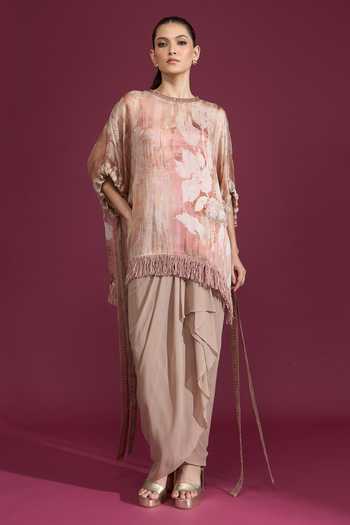Tarun Tahiliani Printed Tassel Top 