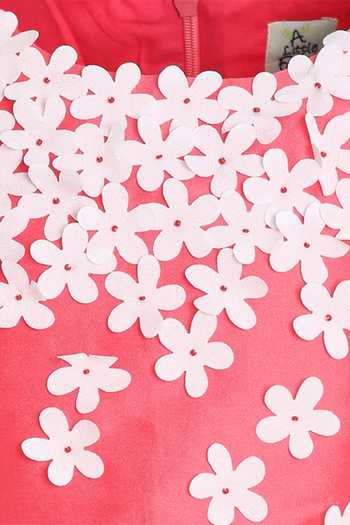 A Little Fable Coral Taffeta Fall Full Of Flower Dress Online at Aza Fashions A Little Fable_Coral Taffeta Fall Full Of Flower Dress _Online_at_Aza_Fashions