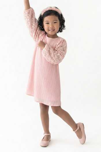 Buy A Little Fable Peach Polyester Misty Shimmer Dress Online at Aza Fashions Buy_A Little Fable_Peach Polyester Misty Shimmer Dress _Online_at_Aza_Fashions