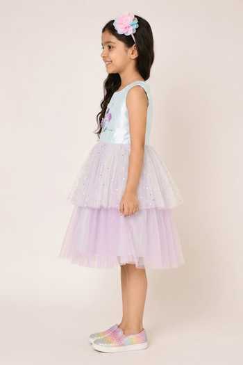 A Little Fable Blue Polyester Crystal Mermaid Dress Online at Aza Fashions A Little Fable_Blue Polyester Crystal Mermaid Dress _Online_at_Aza_Fashions