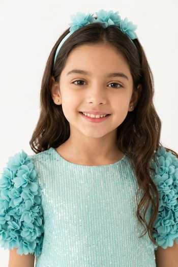 Buy A Little Fable Aqua Polyester Mermaid Sparkle Dress Online at Aza Fashions Buy_A Little Fable_Aqua Polyester Mermaid Sparkle Dress _Online_at_Aza_Fashions
