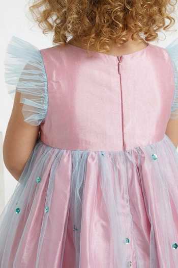 A Little Fable Pink Polyester Dreamy Flare Dress Online at Aza Fashions A Little Fable_Pink Polyester Dreamy Flare Dress _Online_at_Aza_Fashions