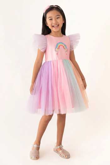 A Little Fable Rainbow Hearts Dress 