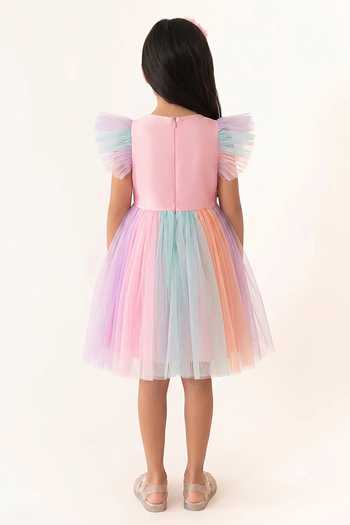 A Little Fable Rainbow Hearts Dress 