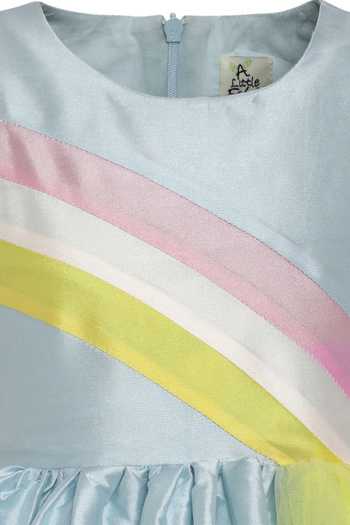 A Little Fable Blue Polyester Rainbow Fun Dress Online at Aza Fashions A Little Fable_Blue Polyester Rainbow Fun Dress _Online_at_Aza_Fashions