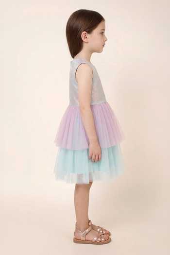 Buy A Little Fable Blue Polyester Rainbow Fun Dress Online at Aza Fashions Buy_A Little Fable_Blue Polyester Rainbow Fun Dress _Online_at_Aza_Fashions