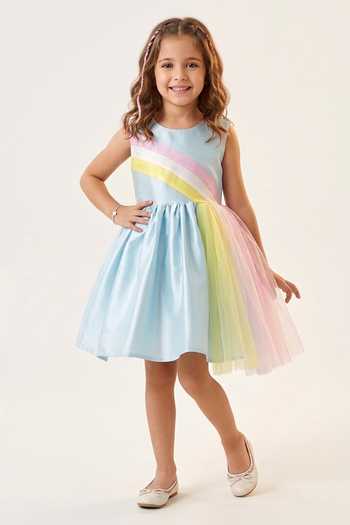 A Little Fable Blue Rainbow Fun Dress 