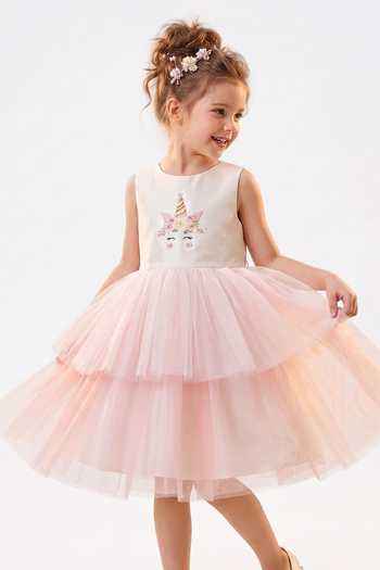 A Little Fable Blush Unicorn Dress 