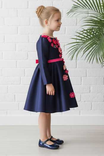 A Little Fable Navy Polyester Blueberry Full Sleeve Dress Online at Aza Fashions A Little Fable_Navy Polyester Blueberry Full Sleeve Dress _Online_at_Aza_Fashions