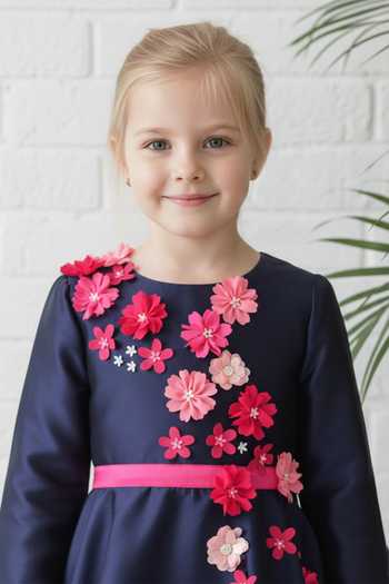 Buy A Little Fable Navy Polyester Blueberry Full Sleeve Dress Online at Aza Fashions Buy_A Little Fable_Navy Polyester Blueberry Full Sleeve Dress _Online_at_Aza_Fashions