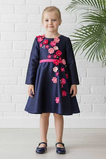 A Little Fable Blueberry Full Sleeve Dress 