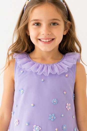 Buy A Little Fable Lavender Polyester Dainty Garden Dress Online at Aza Fashions Buy_A Little Fable_Lavender Polyester Dainty Garden Dress _Online_at_Aza_Fashions