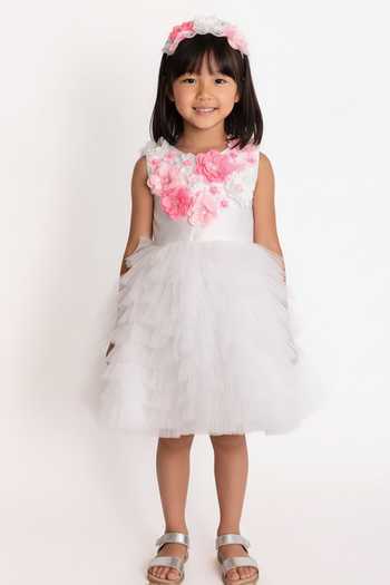 A Little Fable White Provence Cascade Dress 