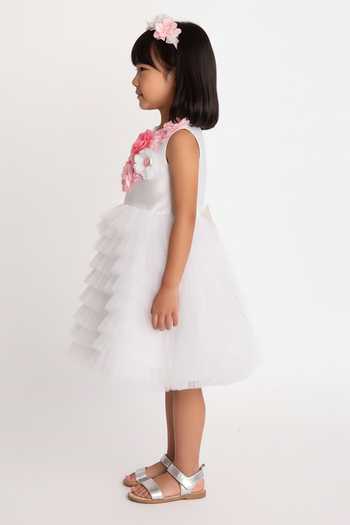 A Little Fable White Polyester Provence Cascade Dress Online at Aza Fashions A Little Fable_White Polyester Provence Cascade Dress _Online_at_Aza_Fashions