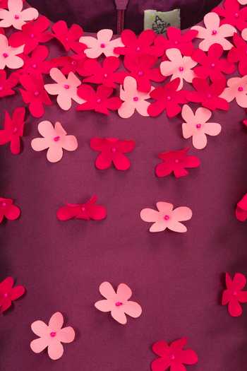 A Little Fable Wine Polyester Prune Fall Full Of Flower Dress Online at Aza Fashions A Little Fable_Wine Polyester Prune Fall Full Of Flower Dress _Online_at_Aza_Fashions