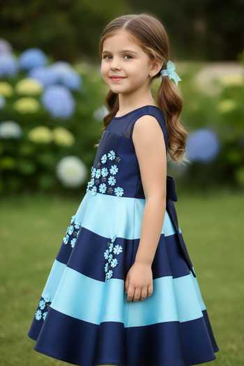 A Little Fable Blue Polyester Hibiscus Dress Online at Aza Fashions A Little Fable_Blue Polyester Hibiscus Dress _Online_at_Aza_Fashions
