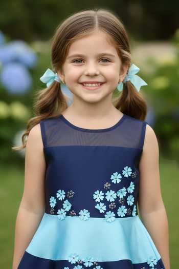 Buy A Little Fable Blue Polyester Hibiscus Dress Online at Aza Fashions Buy_A Little Fable_Blue Polyester Hibiscus Dress _Online_at_Aza_Fashions